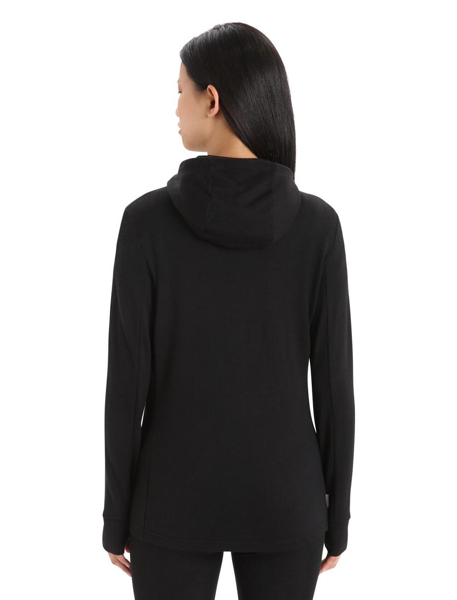 Sweat À Capuche Icebreaker Merino Quantum III Long Sleeve Zip Femme Noir | FR 1678WNBY